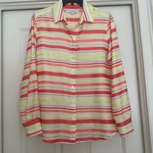 Foxcroft Pink and Yellow Striped Shirt